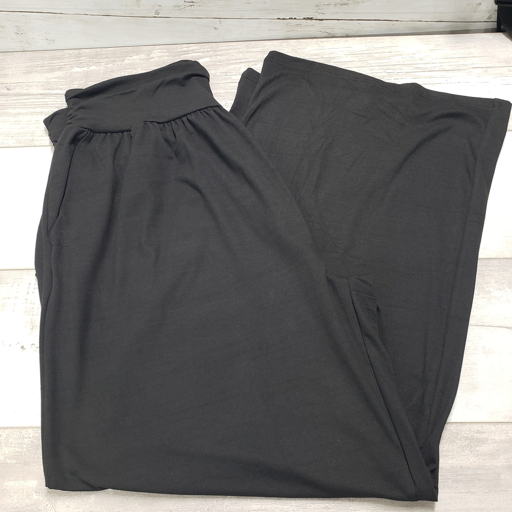 TARSE Wide Leg Yoga Lounge Pants Pockets Womens Plus 3XL Black Comfort New